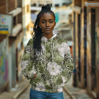 African Leopard Floral Pattern Hoodie Safari Moss