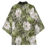 African Leopard Floral Pattern Kimono Safari Moss