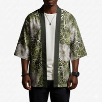 African Leopard Floral Pattern Kimono Safari Moss