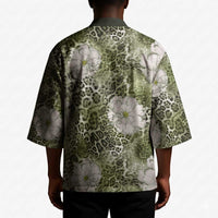 African Leopard Floral Pattern Kimono Safari Moss
