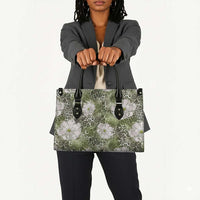 African Leopard Floral Pattern Leather Bag Safari Moss