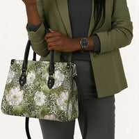 African Leopard Floral Pattern Leather Bag Safari Moss