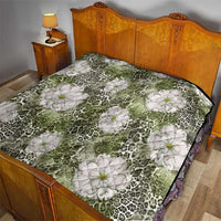 African Leopard Floral Pattern Quilt Safari Moss