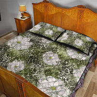 African Leopard Floral Pattern Quilt Bed Set Safari Moss