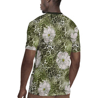 African Leopard Floral Pattern Rugby Jersey Safari Moss