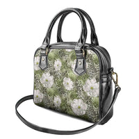 African Leopard Floral Pattern Shoulder Handbag Safari Moss