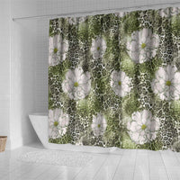 African Leopard Floral Pattern Shower Curtain Safari Moss