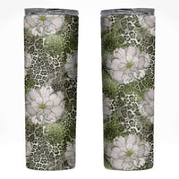 African Leopard Floral Pattern Skinny Tumbler Safari Moss
