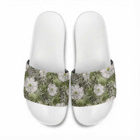 African Leopard Floral Pattern Slide Sandals Safari Moss
