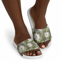 African Leopard Floral Pattern Slide Sandals Safari Moss