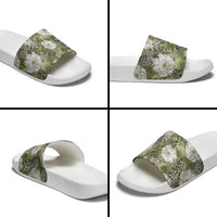 African Leopard Floral Pattern Slide Sandals Safari Moss