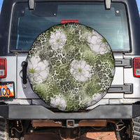 African Leopard Floral Pattern Spare Tire Cover Safari Moss