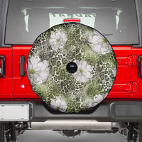 African Leopard Floral Pattern Spare Tire Cover Safari Moss