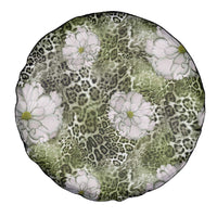 African Leopard Floral Pattern Spare Tire Cover Safari Moss