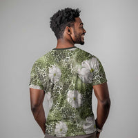 African Leopard Floral Pattern T shirt Safari Moss