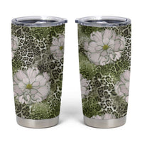 African Leopard Floral Pattern Tumbler Cup Safari Moss