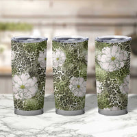 African Leopard Floral Pattern Tumbler Cup Safari Moss