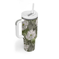 African Leopard Floral Pattern Tumbler With Handle Safari Moss