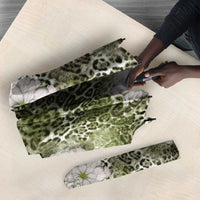 African Leopard Floral Pattern Umbrella Safari Moss