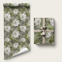 African Leopard Floral Pattern Wrapping Paper Safari Moss
