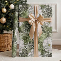 African Leopard Floral Pattern Wrapping Paper Safari Moss