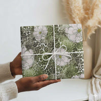 African Leopard Floral Pattern Wrapping Paper Safari Moss