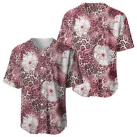 African Leopard Floral Pattern Baseball Jersey Sunset Mauve