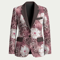 African Leopard Floral Pattern Blazer Sunset Mauve