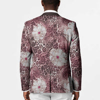 African Leopard Floral Pattern Blazer Sunset Mauve