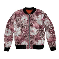 African Leopard Floral Pattern Bomber Jacket Sunset Mauve