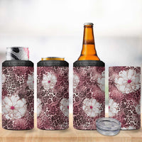 African Leopard Floral Pattern 4 in 1 Can Cooler Tumbler Sunset Mauve