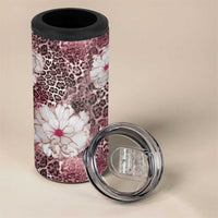 African Leopard Floral Pattern 4 in 1 Can Cooler Tumbler Sunset Mauve