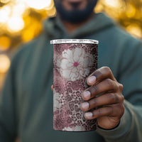 African Leopard Floral Pattern 4 in 1 Can Cooler Tumbler Sunset Mauve