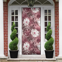 African Leopard Floral Pattern Door Cover Sunset Mauve