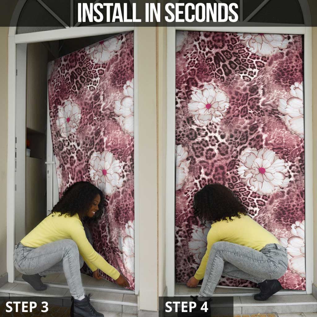African Leopard Floral Pattern Door Cover Sunset Mauve