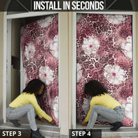 African Leopard Floral Pattern Door Cover Sunset Mauve