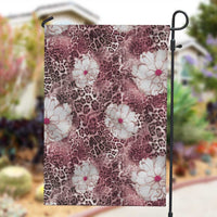 African Leopard Floral Pattern Garden Flag Sunset Mauve