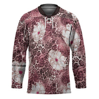 African Leopard Floral Pattern Hockey Jersey Sunset Mauve