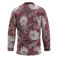 African Leopard Floral Pattern Hockey Jersey Sunset Mauve