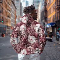 African Leopard Floral Pattern Hoodie Sunset Mauve