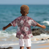 African Leopard Floral Pattern Kid Hawaiian Shirt Sunset Mauve