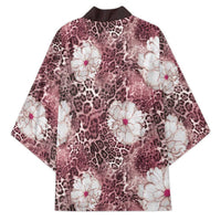 African Leopard Floral Pattern Kimono Sunset Mauve