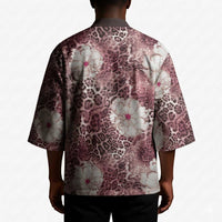 African Leopard Floral Pattern Kimono Sunset Mauve