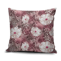 African Leopard Floral Pattern Pillow Cover Sunset Mauve