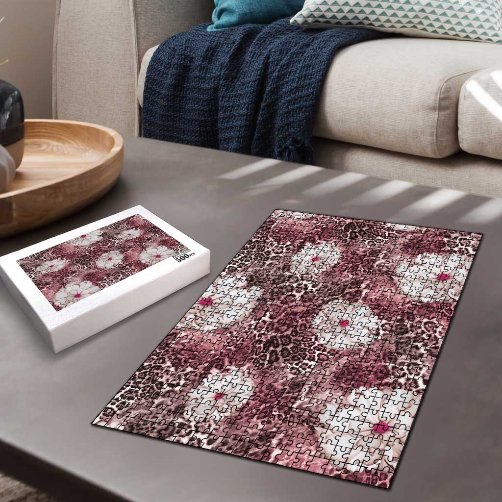 African Leopard Floral Pattern Puzzle Sunset Mauve