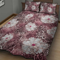 African Leopard Floral Pattern Quilt Bed Set Sunset Mauve