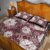 African Leopard Floral Pattern Quilt Bed Set Sunset Mauve