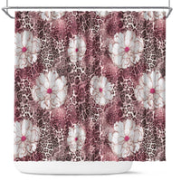 African Leopard Floral Pattern Shower Curtain Sunset Mauve
