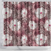 African Leopard Floral Pattern Shower Curtain Sunset Mauve