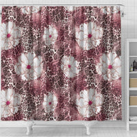 African Leopard Floral Pattern Shower Curtain Sunset Mauve